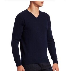 Saks fifth avenue men’s navy blue v neck cashmere sweater